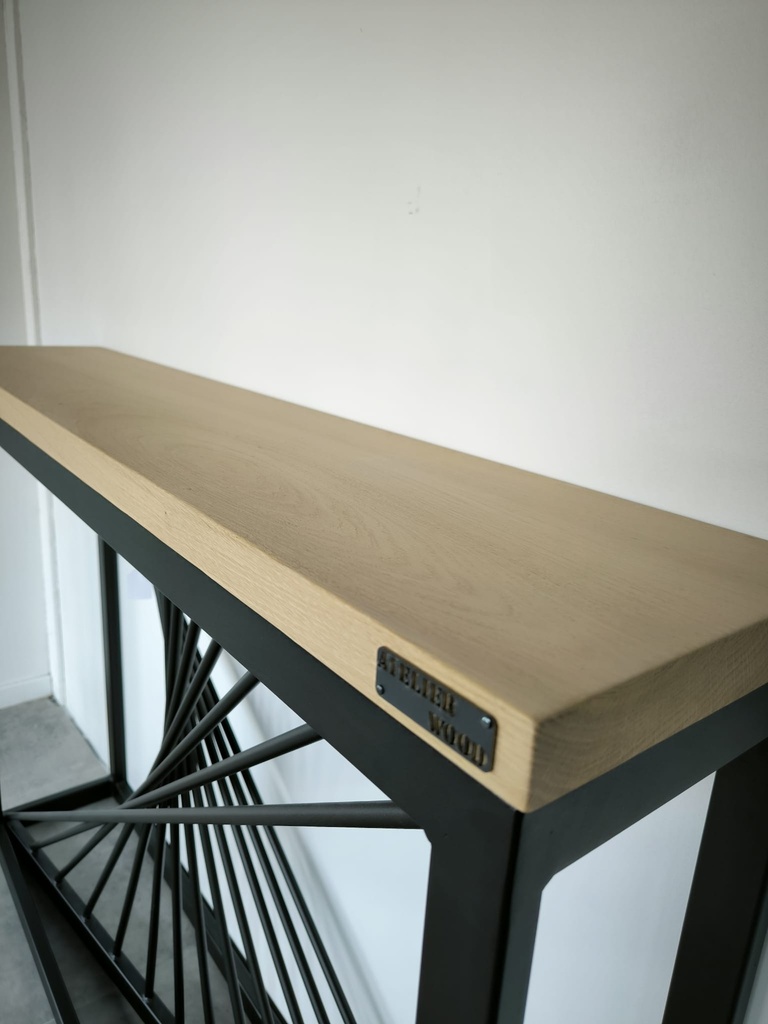 Console 3 clapets métal + chêne 150x30cm