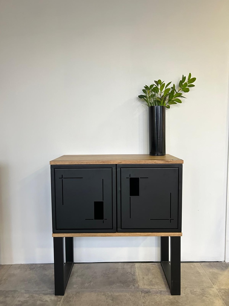 Buffet en Métal, plateau chêne - 80x40x90cm